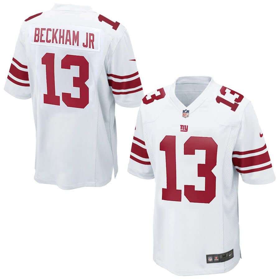 Men New York Giants #13 Beckham JR Nike White Game Player NFL Jersey